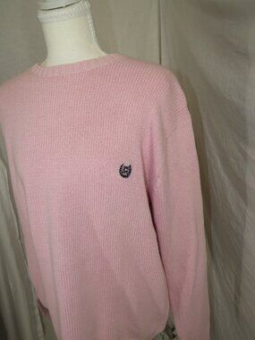 Chaps Pink 100% Cotton Knit Sweater – Quiet Luxury Minimalist Classic – Size M